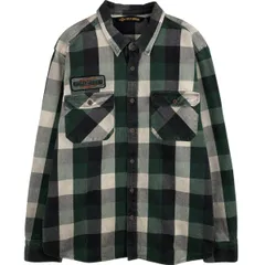 古着 ハーレーダビッドソン Harley-Davidson 隠しボタンダウン 長袖 フランネルチェックシャツ メンズXL相当/eaa624744