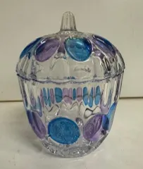 【レトロ】キャンディポット　蓋付ガラス容器