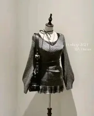 エイミー姉さんソン・ミンジュ グレー セーター/ニット + ノースリーブ