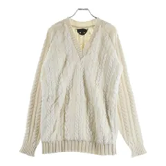 BURBERRY (バーバリー) フロント切り替え Vネックニット セーター ホワイト