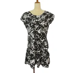 レスピーギ RESPIGHI ワンピース チュニック 総柄 半袖 40 黒 ブラック