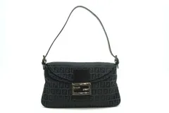 フェンディ マンマバケット セミ ショルダー ハンドバッグ ズッキーノ FFロゴ キャンバス 黒 ブラック FENDI 5574h
