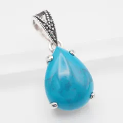 S122 ターコイズ トルコ石 925刻印 ペンダント トップ マーカサイト マルカジット デザイン シルバー チャーム ヘッド 12月誕生石