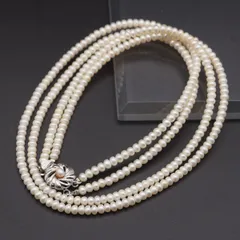 R905 淡水真珠 パール SILVER刻印 ネックレス 2連 デザイン シルバー 6月誕生石