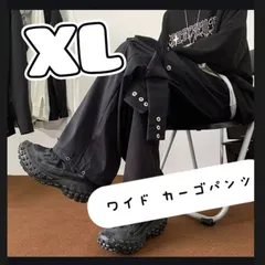 ワイドカーゴパンツ メンズ ストリート系 ゆったり 黒 XL 韓国系 原宿系 韓国ファッション ストリート系 ゆるだぼ