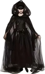 レタヤ コスプレ マント 黒 ハロウィン パーティ 衣装 吸血鬼 魔女 コスチューム フード付き 大人 死神 (ブラック,  Free Size)