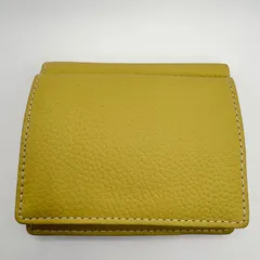 【美品】BARCOS バルコス シュリンクレザー ミニウォレット コンパクト 二つ折り財布 イエロー 黄色