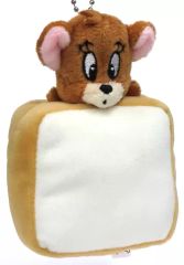 [중고] 봉제인형 마스코트·봉제인형 배지 빵에 끼인 제리 봉제인형 마스코트 [Happy 복권 톰과 제리 TOM and JERRY FUNNY ART] B상