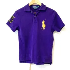 (^w^)b POLO by RALPH LAUREN ポロバイラルフローレン ハーフボタン 半袖 ポロシャツ ビッグロゴ刺繍 ゴルフ GOLF カジュアル 爽やか コットン100% パープル メンズ サイズ S