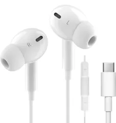 TYPE-Cイヤホン 有線 【iphone15,16対応】 USB-Cイヤホン有線 TYPE-Cジャック HIFI音質 音量調整 重低音 高密着遮音設計 マイク付き 通話可能 ハイレゾ クリア通話 音量調節