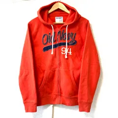 (^w^)b OLD NAVY オールドネイビー ジップアップ 裏起毛 パーカー コットン配合 フーディ ストリート カジュアル アメカジ スポーティ 長袖 フロントポケット オレンジ メンズ サイズ S