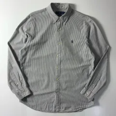 Polo ポロ ラルフローレン 刺繍 コットン グレー ストライプ シャツ