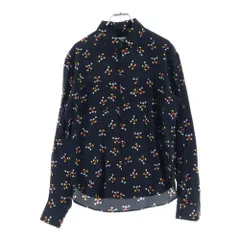 SAINT LAURENT PARIS (サンローランパリ) 18SS ×Disney ディズニー ミッキーマウス プリント 総柄 シルク ロングスリーブ 長袖シャツ ブラック レディース 515299