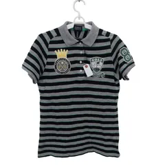 PEARLY GATES(パーリーゲイツ) ポロシャツ グレー黒ボーダー レディース 2 055-160364 ゴルフウェア 2602-0308 中古