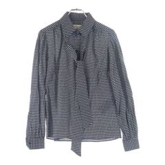 SAINT LAURENT PARIS サンローランパリ タイ付き 総柄プリント シルク 長袖シャツ ブラウス ブラック 708400 SAINT LAURENT PARIS サンローランパリ 18AW トランプ総柄 長袖シャツ