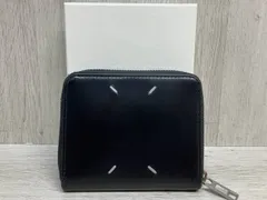 Maison Margiela イタリア製 ラウンドジッパー 二つ折り 財布 メゾンマルジェラ 本革 レザー ウォレット ブラック メンズ