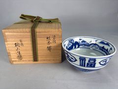 染付魚藻山水文 勧修寺窯 手塚景雲 共箱 抹茶碗（17m） - メルカリ