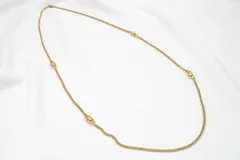 クリスチャン ディオール ヴィンテージ ロング ネックレス 喜平チェーン CDロゴ アクセサリー メッキ 金 ゴールド Christian Dior 5653j