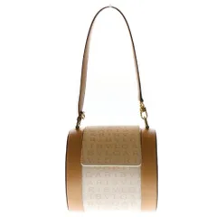 BVLGARI (ブルガリ) ドラムバッグ ロゴマニア ハンドバッグ ベージュ キャンバス×レザー