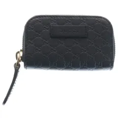 GUCCI (グッチ) マイクログッチシマ コインケース ミニ財布 ブラック レザー 449896 ゴールド金具