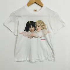 90s FIORUCCI ITARY フィオルッチ Tシャツ イタリア製 シングルステッチ FOIL ANGELS プリント Tシャツ 古着 VINTAGE Y2K ピチT チビT 半袖 天使 S ホワイト系 C555のサムネイル