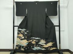 8163 橋 未使用品 黒留袖 着物 正絹 結婚式 フォーマル 木瓜 身幅広 