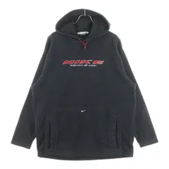 NIKE (ナイキ) 00S LOGO FLEECE PULLOVER HOODIE PARKA インドネシア製 ロゴ刺繍 フリース プルオーバー パーカー フーディー ブラック