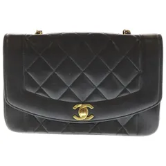 CHANEL (シャネル) ダイアナ22 マトラッセ ココマーク ターンロック ラムスキン レザー チェーンショルダーバッグ ゴール金具 ブラック 2番台