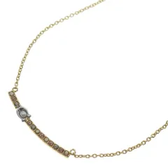 COACH (コーチ) シグネチャー ラインストーン×パール バー ネックレス ペンダント チェーン ゴールド