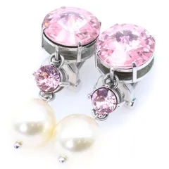 miumiu (ミュウミュウ) ピンク ストーン パール イヤリング シルバー