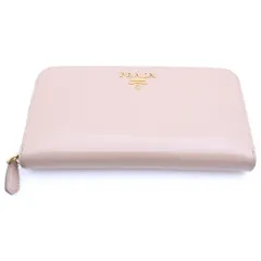 PRADA (プラダ) サフィアーノ ラウンドジップ ウォレット レザー ピンクベージュ 長財布 1ML506 ICタイプ
