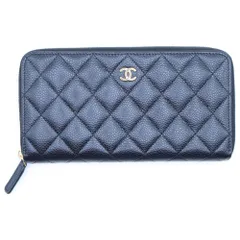 CHANEL (シャネル) マトラッセ ラウンドファスナー ブラック キャビアスキン ウォレット 長財布 ゴールド金具 ランダムシリアル