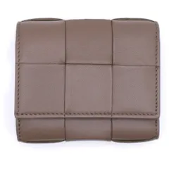 BOTTEGA VENETA (ボッテガヴェネタ) マキシイントレチャート 三つ折り財布 コンパクトウォレット コインケース ブラウン レザー