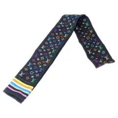 LOUIS VUITTON (ルイヴィトン) モノグラムマルチカラー バンドー シルクスカーフ ブラック M71992