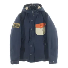 HYSTERIC GLAMOUR (ヒステリックグラマー) ロゴワッペン付き ジップアップ フーデッドダウンジャケット ネイビー