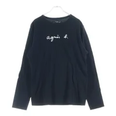 agnes b. (アニエスベー) ロゴプリント クルーネック 長袖Tシャツ カットソー ブラック