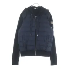 MONCLER (モンクレール) アームロゴ ニット切替 フーデッドダウンジャケット ブラック H20919B00009のサムネイル