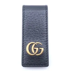GUCCI (グッチ) インターロッキン Gロゴ レザー マネークリップ ブラック