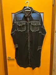 Y【Y2-96】◇ Sylph. サイズ不明　シースルーシャツワンピース　黒色