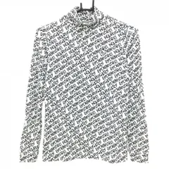 【超美品】パーリーゲイツ 長袖ハイネックシャツ 白×ネイビー ロゴ総柄  レディース 0(S) ゴルフウェア PEARLY GATES