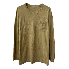 Carhartt 長袖 ロゴTシャツ XL ベージュ カーハート プルオーバー コットン100% 胸ポケット ロンT シンプル トップス 春物 a803-5986