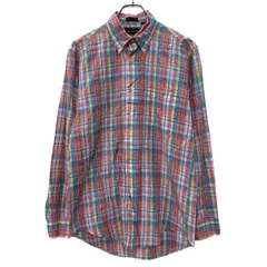 90s～ CHAPS RALPH LAUREN 長袖 チェックシャツ M マルチカラー チャップス ラルフローレン ボタンダウン 胸ポケット 春秋物 a803-6041