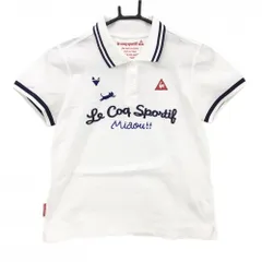 ルコックゴルフ 半袖ポロシャツ 白×ネイビー 猫刺しゅう フロントロゴ レディース M ゴルフウェア le coq sportif