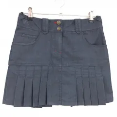 【超美品】フィラゴルフ プリーツスカート 杢ネイビー ロゴ刺しゅう 後ろハートワッペン レディース M ゴルフウェア FILA GOLF