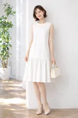【美品】【参考価格108,000円】FOXEY BOUTIQUE 38170 /フォクシーブティック  リネン混 ノースリーブ ワンピース 38 ホワイト系