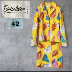90s VINTAGE Enrico Coveri Shell Pattern Cotton Setup Made in Italy 42 エンリココベリ 貝殻柄 セットアップ レディース L相当 上下セット イタリア製 派手柄 希少 90年代 ヴィンテージ