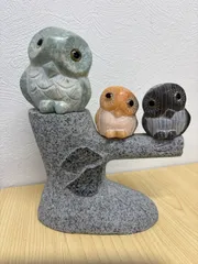 フクロウ 御影石置物