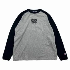 チャンピオン 長袖Tシャツ メンズ Mサイズ グレー ブラック ラグラン ロンＴ シンプル