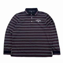 キャロウェイ ポロシャツ 長袖 メンズ LLサイズ ボーダー レッド ネイビー X SERIES 人気 美品 ゴルフシャツ