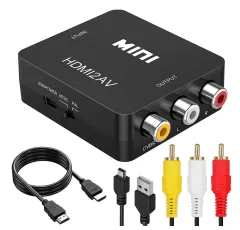 HDMI RCA 変換ケーブル HDMI to AV変換コンバーター/コンポジット/3色端子 変換アダプター 1080P hdmi ケーブル 1M+RCA ケーブル 1.2M+USBケーブル×1.0M付き ブラック